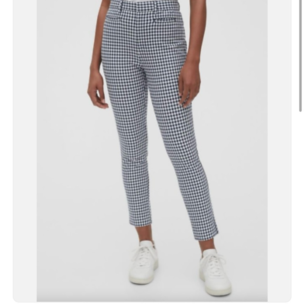 Women’s Gap Skinny Ankle Black & White Gingham check mid-rise pants size 8